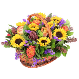Цветы в корзинке «Прикосновение солнца»