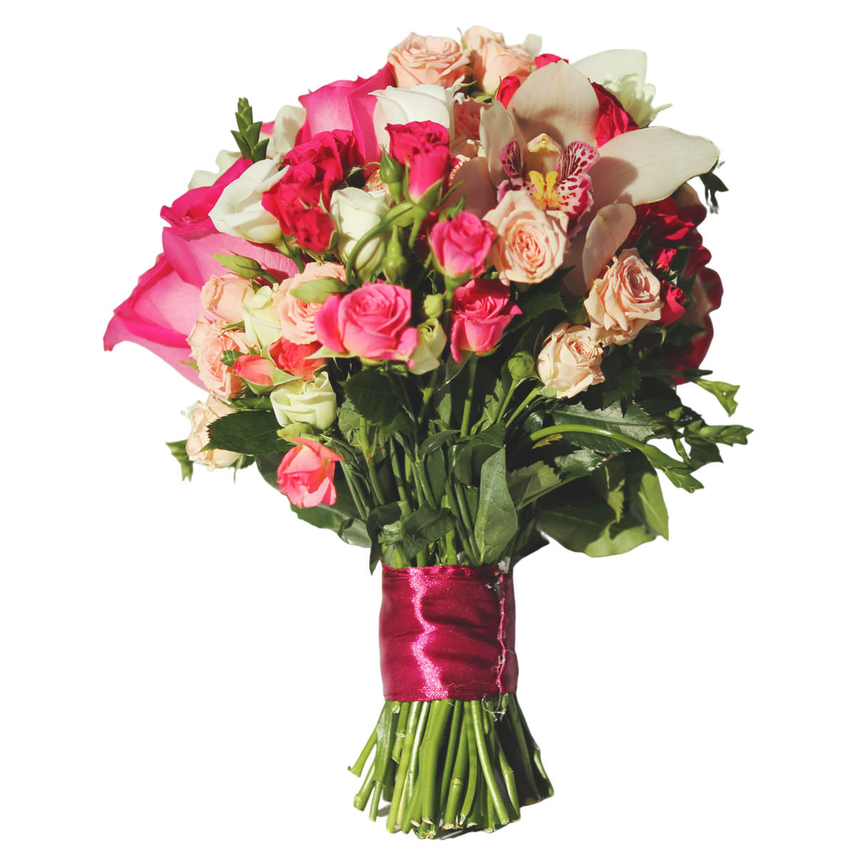 Свадебные букеты невесты из кустовых роз